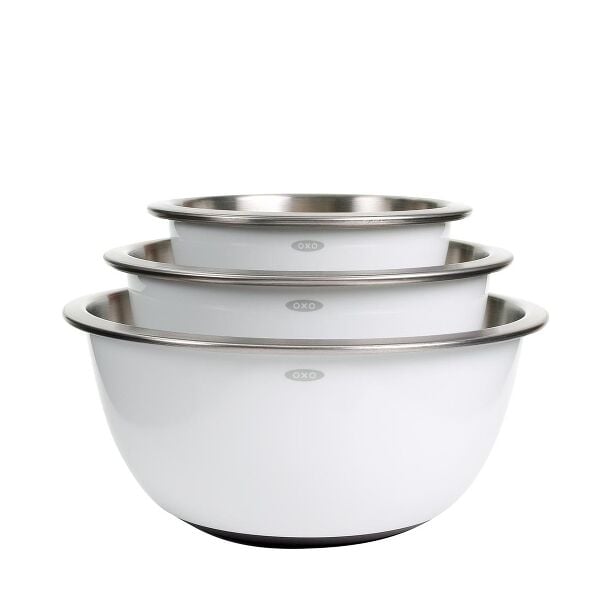 3-Piece Stainless Steel Mixing Bowl Set - White L9