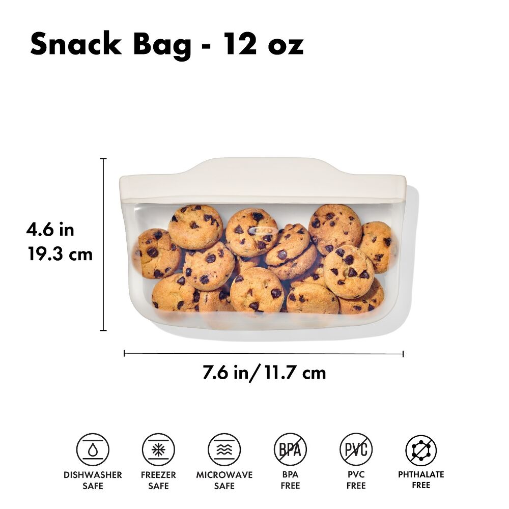 Silicone Reusable Bag - Snack Bag (12 oz) - Oat P6